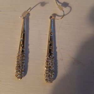 Kenneth Cole silver oblong drop earrings with rhin